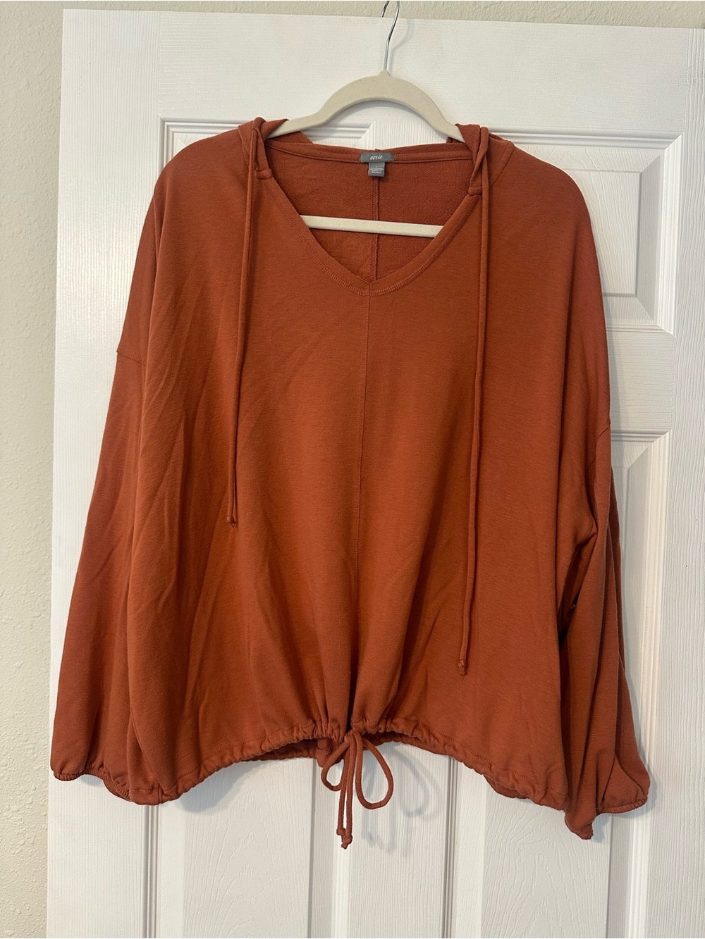 aerie Rust V-Neck Drawstring Hoodie